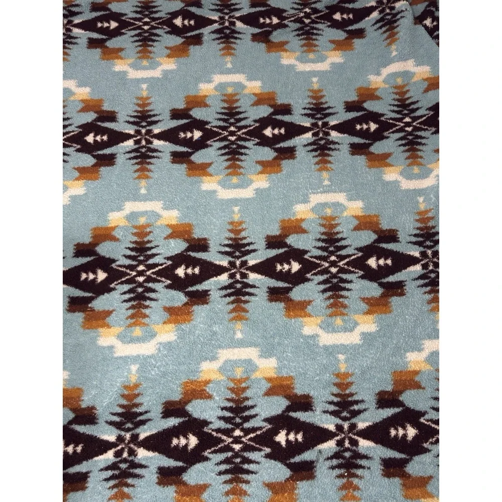 Pendleton Blanket Legend Lake Aqua Sherpa Fleece Queen Native Aztec Geometric
